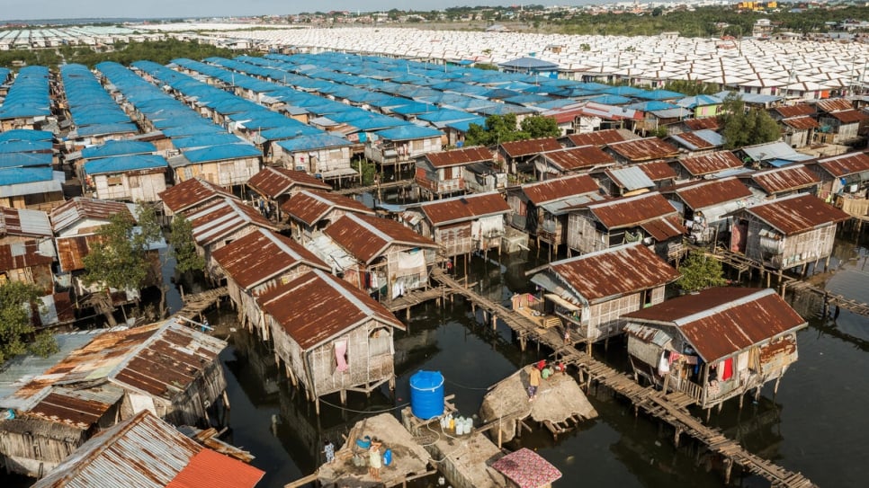 An aerial view of a neighbourhood where Sama Bajau community members live, Zamboanga City, Philippines.