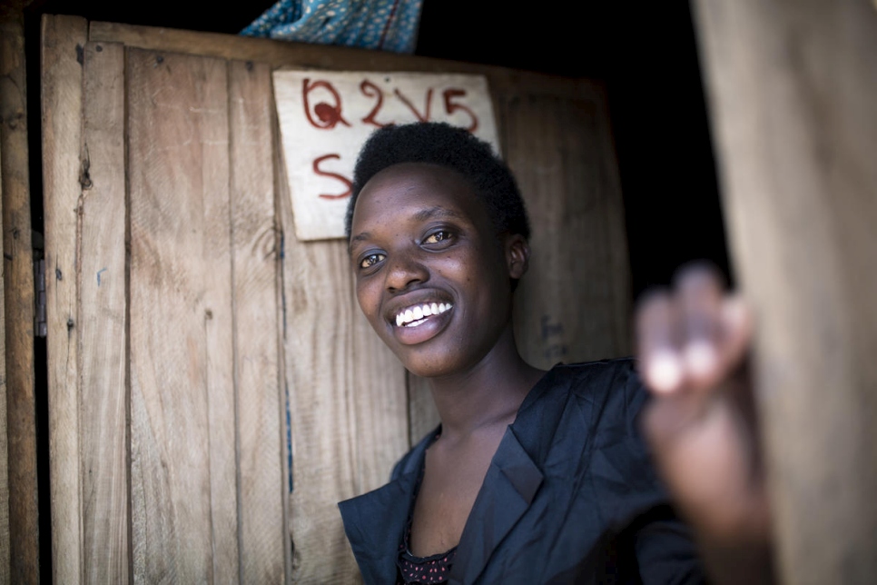 Rwanda. DAFI student at home in Kigeme camp before heading to university