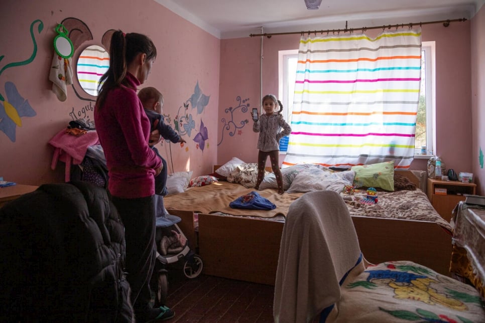 Ukraine. University dorm in western Ukraine offers escape for fleeing families