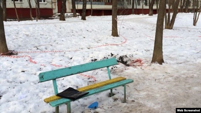 The scene of the murder of Tajik national Shohjon Rahmatshoev, who was stabbed to death in Moscow on December 26.