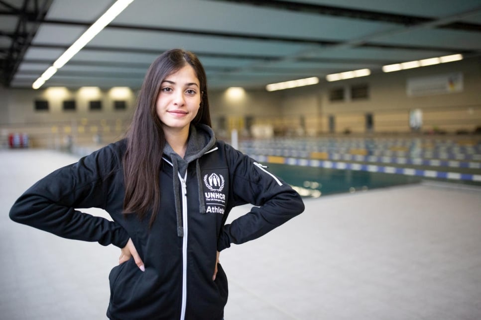 Germany. Refugee, Olympic swimmer and UNHCR Goodwill Ambassador Yusra Mardini during training for the Tokyo 2020 Olympics