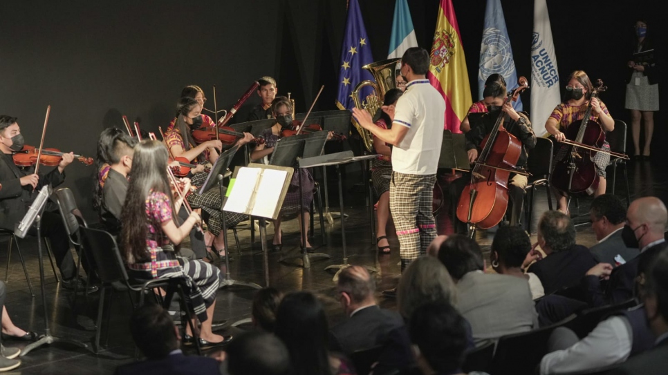 Acto Protocolario Conmemorativo del 20 de junio en Guatemala, con concierto por parte de la Orquesta Sonidos de Esperanza, participando Autoridad migratoria encabezada por Vicepresidencia Sistema Naciones Unidas, Embajadores y autoridades de Gobierno.