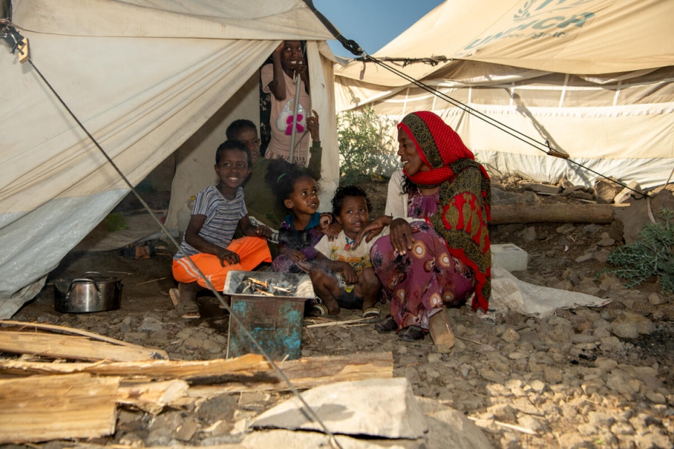 Ethiopia. UN High Commissioner for Refugees, Filippo Grandi, visits Eritrean refugees displaced by war in the Tigray region