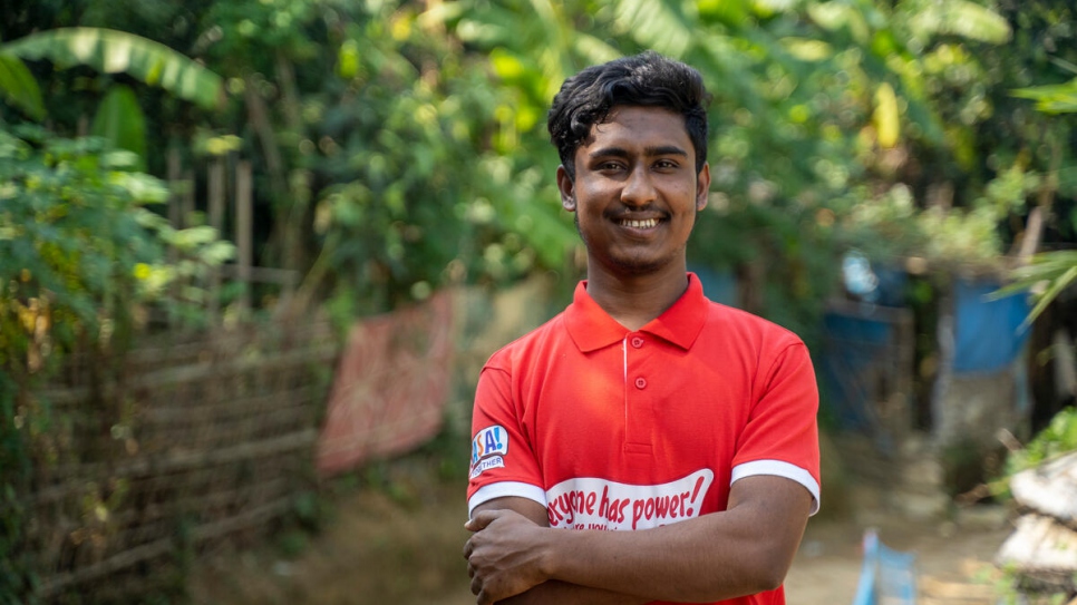 Rohingya refugee and community outreach volunteer Mohammed Jaber works for SASA, a UNHCR-supported protection programme that offers male and female refugee volunteers purpose, fulfilment and a small stipend.