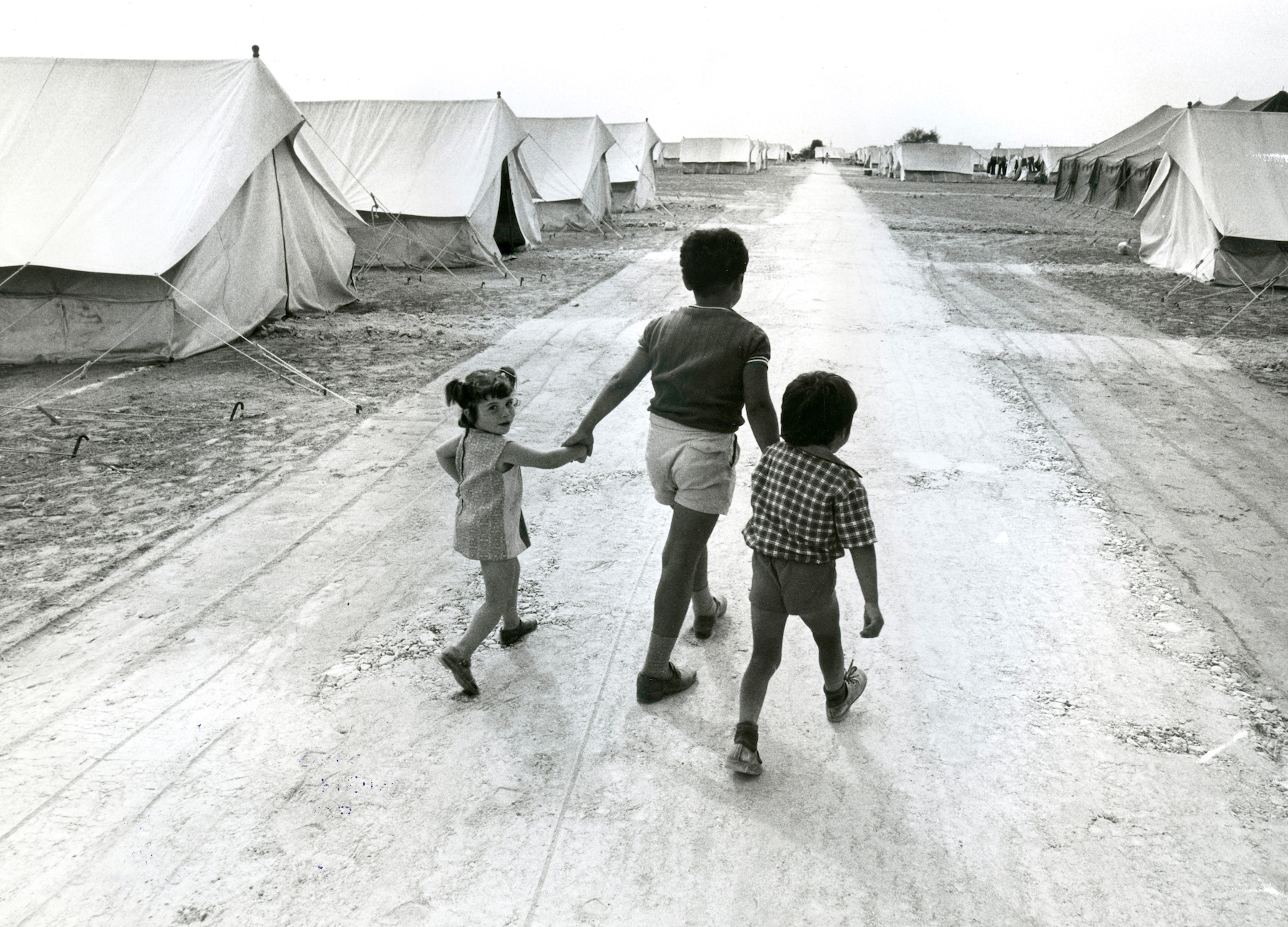 Greek Cypriot children in the Strovolos camp, 1974. Original Black and white picture