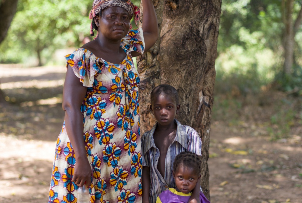 Célestine Daikoutekle, 40, is the mother of nine refugee children. Sandrine, her five-year-old, was diagnosed with malaria at the mobile health clinic in Gbadakila.