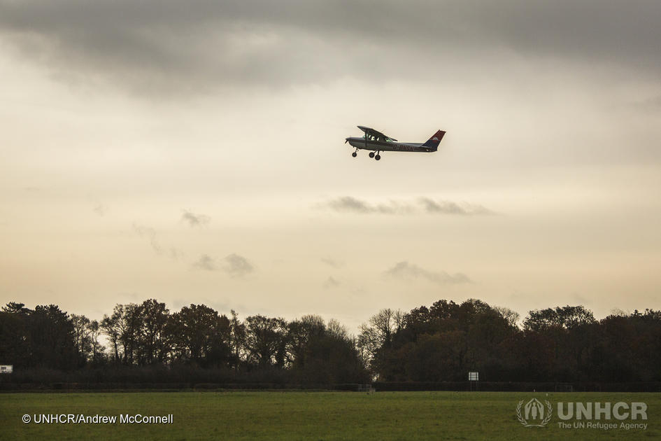 United Kingdom. Young Syrian refugee learns to fly