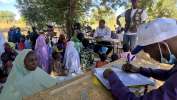 UNHCR staff register Nigerian refugees in Bangui, a village in the Dep...