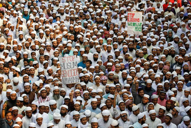 Bangladeshi Muslims in Dhaka protest against the persecution of Rohingya Muslims in Myanmar, Nov. 25, 2016.