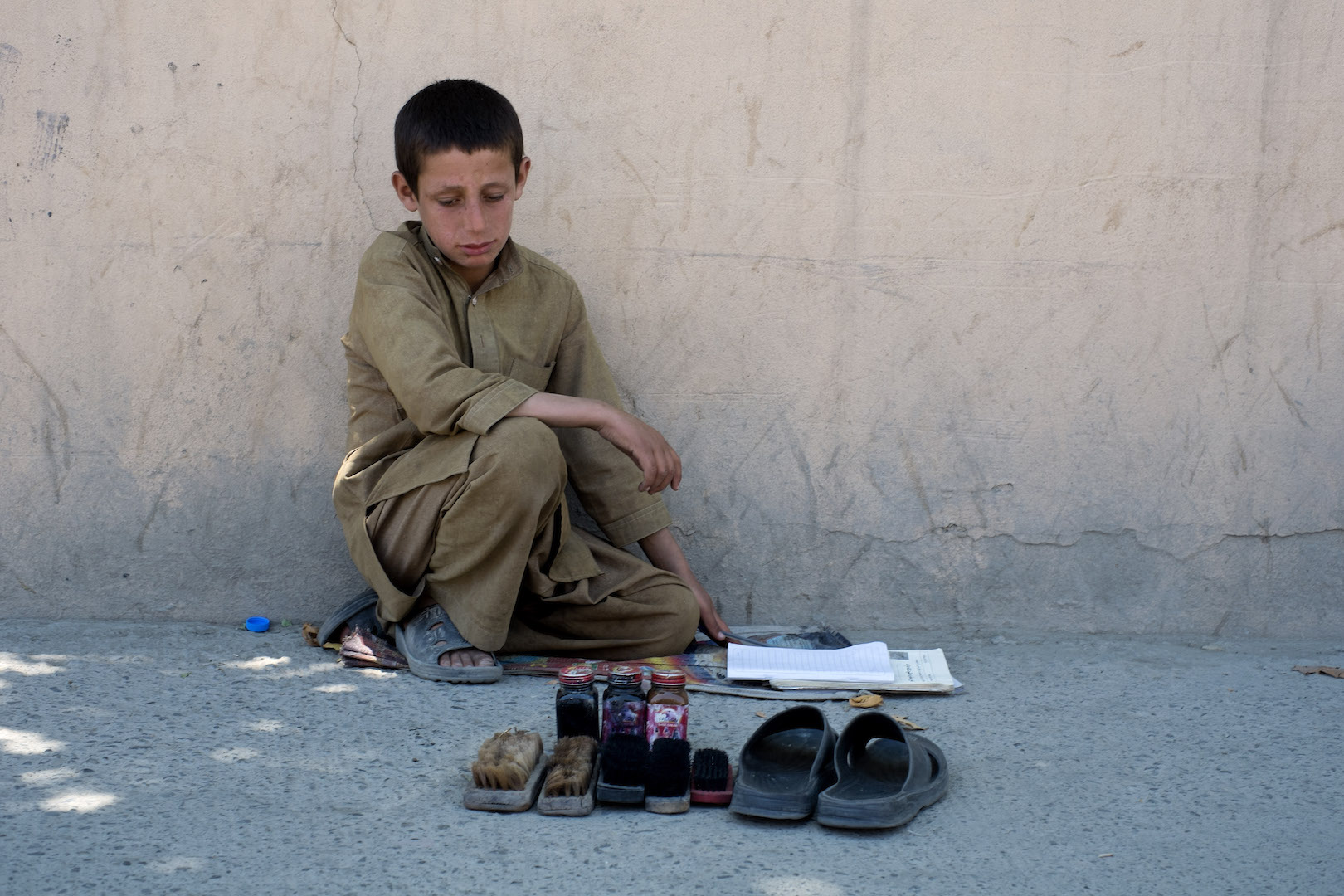 A shoeshine boy in Kabul