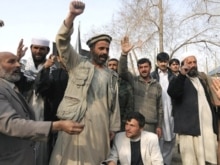 Afghanistan - Afghan men protest against the publication of drawings depicting the Prophet Muhammad, Kabul, 04Mar2008
