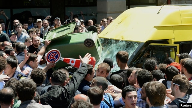 At least 17 people were injured after gay rights campaigners were attacked by antigay activists in Tbilisi in May 2013.