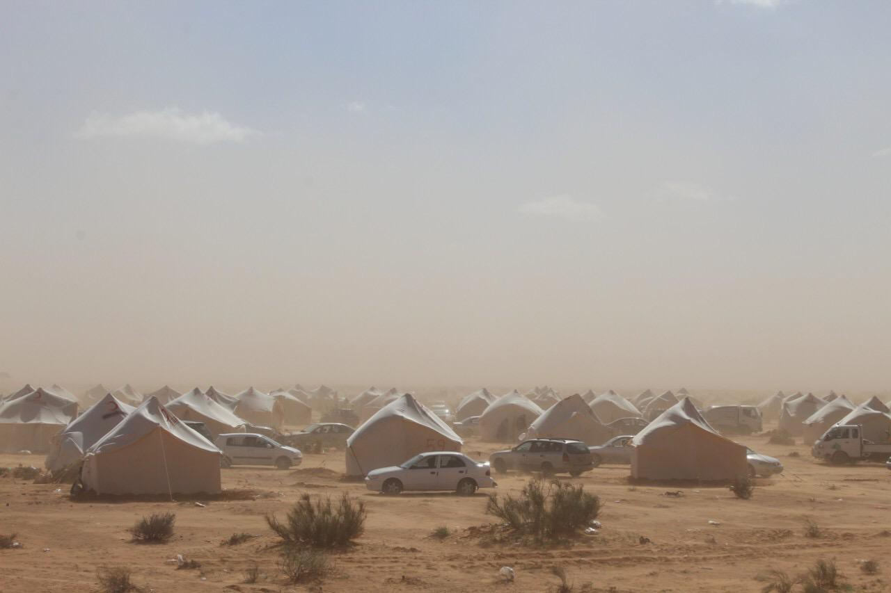 Make-shift tent camp in Qararet al-Qatef for forcibly displaced residents of Tawergha who are blocked from returning to their hometown by militias from Misrata, Qararet al-Qatef, Libya, February 10, 2018.\