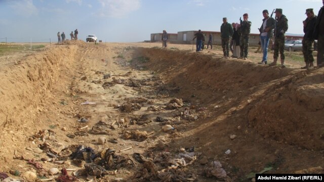 Remains of about 27 other Yazidis were found in a bloodstained pit in the Sinjar area, further south, on February 1.