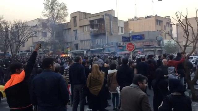 People protest in Tehran, Iran December 30, 2017.