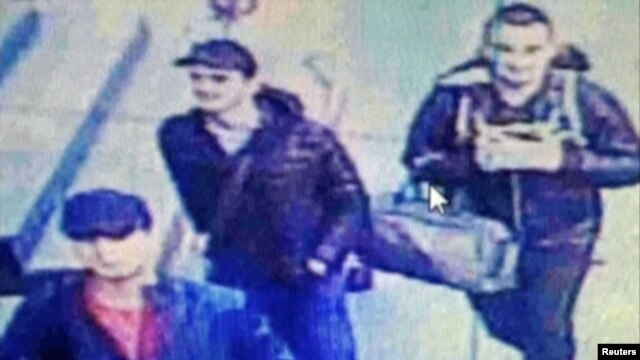 An image from a CCTV camera shows the three men believed to be the attackers walking inside the terminal building at Istanbul's Ataturk airport on June 28.