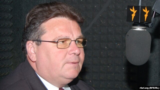 Lithuanian Foreign Minister Linas Linkevicius during an interview at RFE/RL's Washington offices
