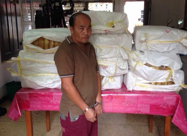 Drug smuggler Khamwang is shown under arrest in Laos, June 7, 2015