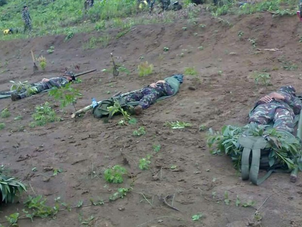Bodies of three Lao soldiers shot dead in a clash with an anti-government group in Xaysomboun Province around Nov. 23-24.