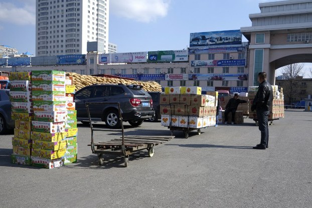 Goods bound for North Korea at a customs checkpoint near the border in Dandong, China, April 11, 2013