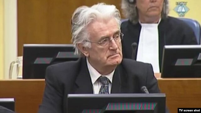 Former Bosnian Serb leader Radovan Karadzic at his trial in The Hague in mid-November