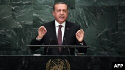 Turkish President Recep Tayyip Erdogan addresses the UN General Assembly in New York earlier this week. 
