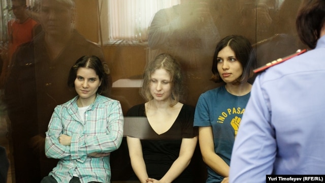Three members of Pussy Riot received two-year sentences.