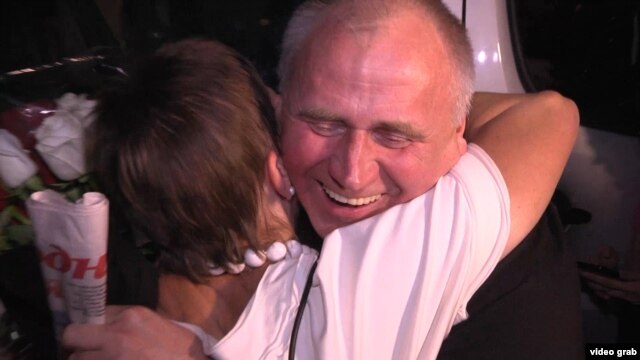 Mikalay Statkevich after being released from prison on August 22