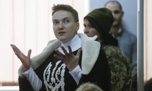 Nadiya Savchenko at a court hearing in Kyiv, March 23 (Source: EPA)