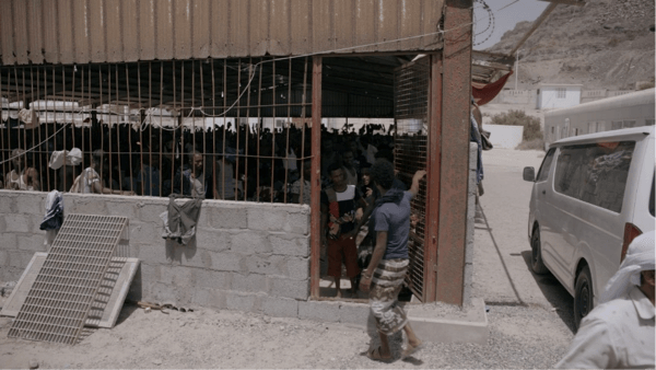 Buraika detention facility for migrants in Aden governorate, Yemen.