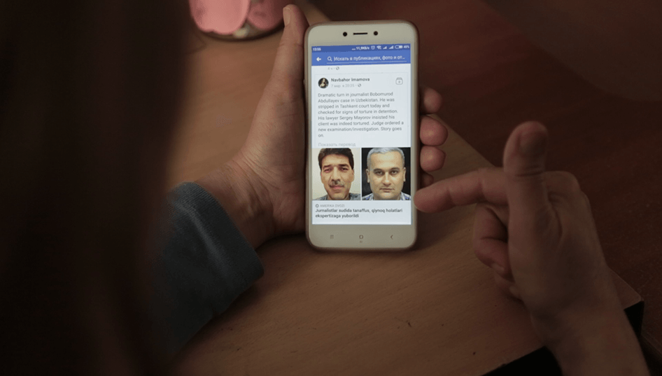 A Facebook user in Uzbekistan uses mobile internet to access information about an ongoing trial. As Uzbekistan opens after a long period of isolation and internet usage steadily increases, the country's media environment is in a period of growth and increased competition.