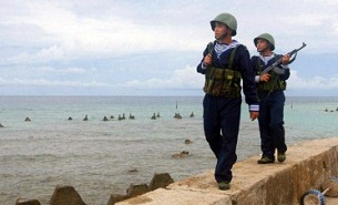 Vietnamese sailors train on Phan Vinh island in the Spratly archipelago, June 14, 2011.