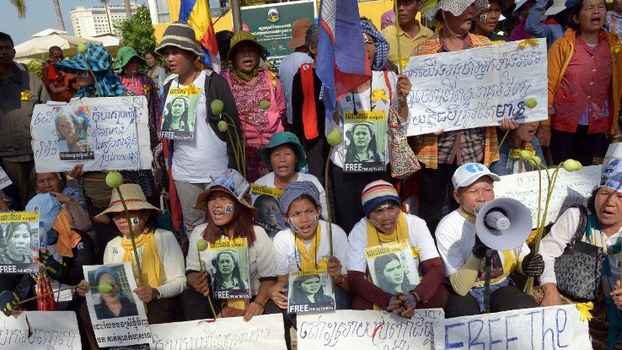 File photo of Cambodian land rights activists protesting in the capital, Phnom Penh.