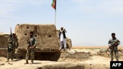 Afghan forces at the Chamman-Spin Boldak border crossing in Kandahar Province, pictured in 2017.