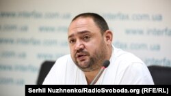 Akhtem Mustafayev speaks at a press conference in Kyiv on July 10.