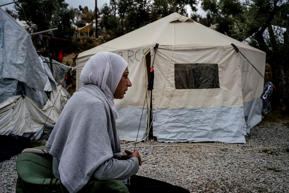 Amal Adwan, 47, asylum seeker from Damascus, Syria in the Moria hotspot on Lesbos island. Hotspots on the Greek islands were originally designed for short-term stays, but since the EU-Turkey deal have become places of indefinite containment. September 30, 2017.