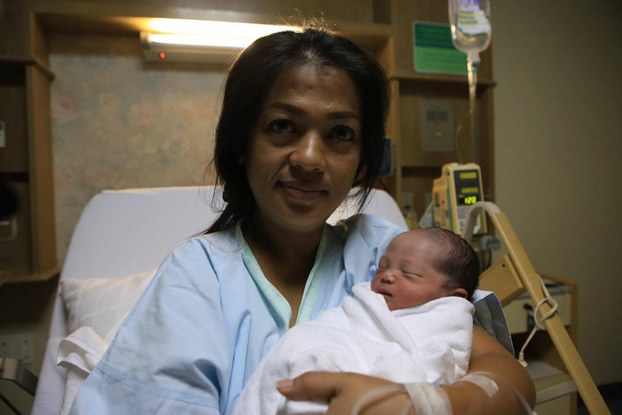 Bou Rachana, widow of slain critic Kem Ley, at a hospital after she delivered Kem Ley Virakboth, Oct. 3, 2016.