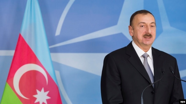 Azerbaijani President Ilham Aliyev prior to a North Atlantic Council (NAC) meeting at NATO headquarters in Brussels on January 15