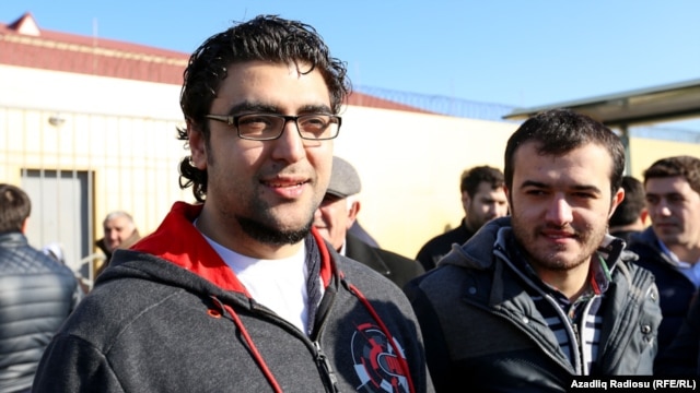 Zaur Gurbanli (left) and Uzeyir Mammadov were freed today.