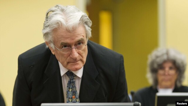 Bosnian Serb wartime leader Radovan Karadzic appears at the International Criminal Tribunal for the Former Yugoslavia (ICTY) in The Hague.