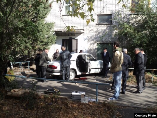 The scene in the eastern Kazakh city of Oskemen where Valery Proskuryakov was gunned down on October 13.