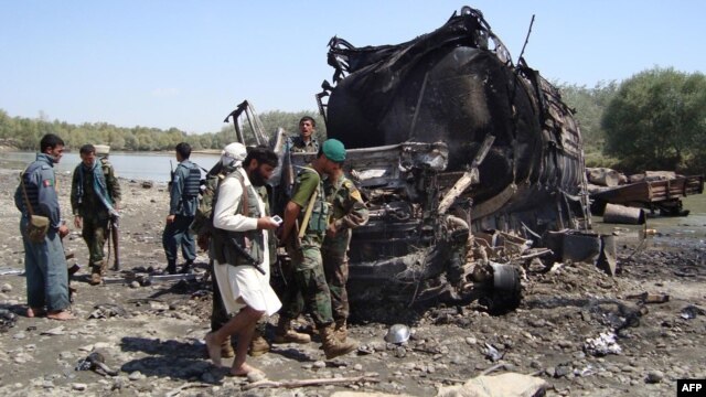 The site of the 2009 air strike in Kunduz Province (file photo)