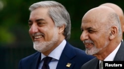 Afghanistan's President Ashraf Ghani (right) and Chief Executive Abdullah Abdullah