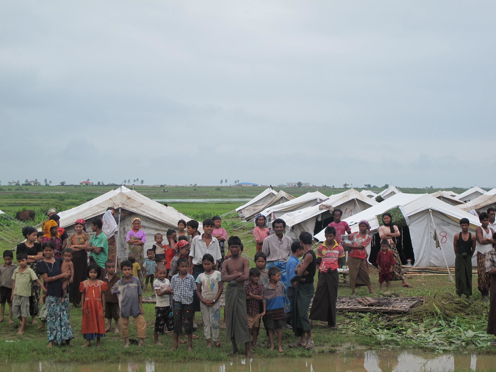 A group of Rohingya displaced in northern Rakhine State. Thousands were displaced following communal violence in June 2012