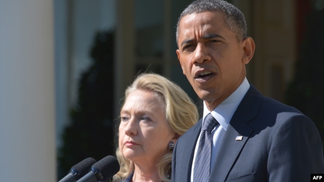 U.S. President Barack Obama condemned the Benghazi attack and praised the dead Americans in an appearance in the Rose Garden of the White House on September 12, accompanied by U.S. Secretary of State Hillary Clinton.