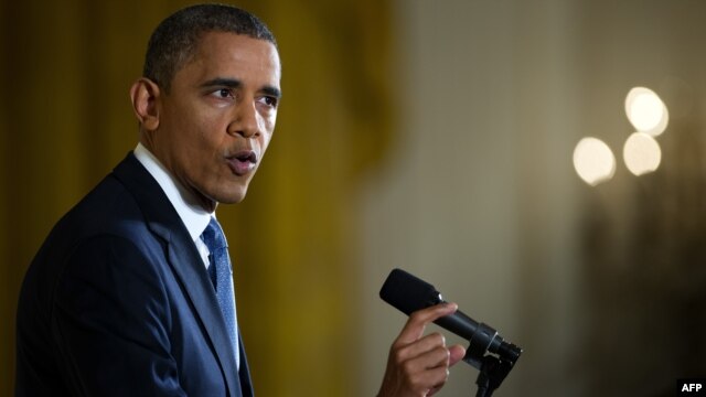U.S. President Barack Obama speaks during a press conference in the East Room of the White House on November 14.