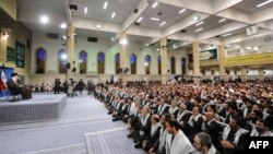 Iran's supreme leader, Ayatollah Ali Khamenei, speaks during a meeting with members of the Basij force in Tehran on November 22.