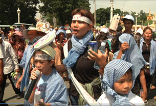 Yorm Bopha participates in a land protest in an undated photo.