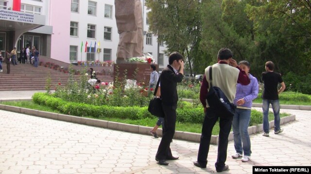 Students outside a Bishkek university