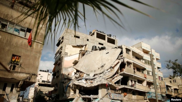 A destroyed house in Gaza City that police said was targeted in an Israeli air strike on July 18.